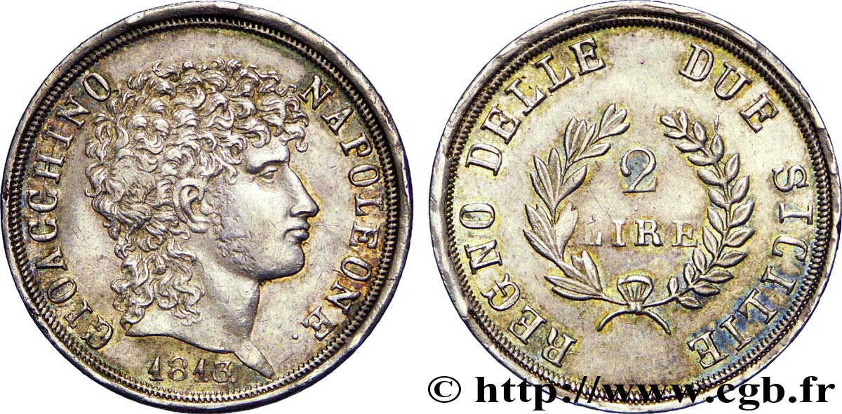 2 lire, rameaux courts 1813 Naples VG.2257  AU 