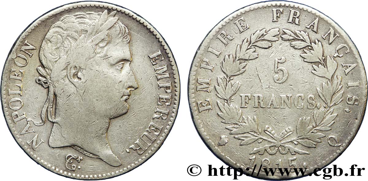 5 francs Napoléon Empereur, Cent-Jours 1815 Perpignan F.307A/8 TB 