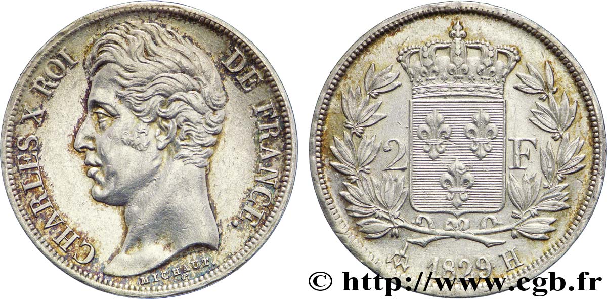 2 francs Charles X 1829 La Rochelle F.258/53 MBC 