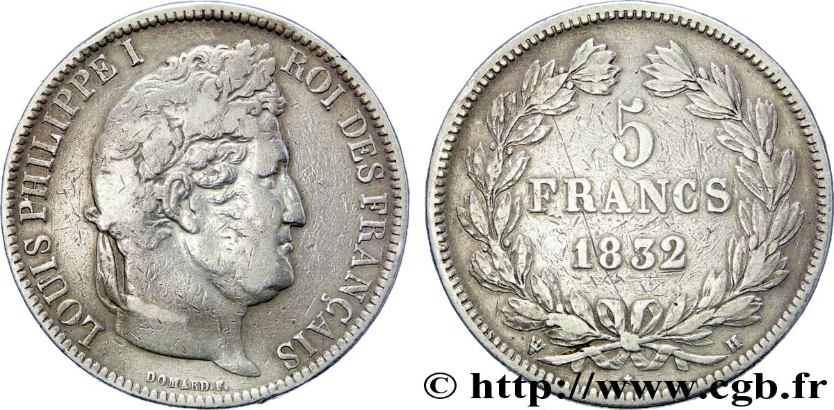 5 francs, Ier type Domard, hybride 1832 La Rochelle F.323/2 VF 