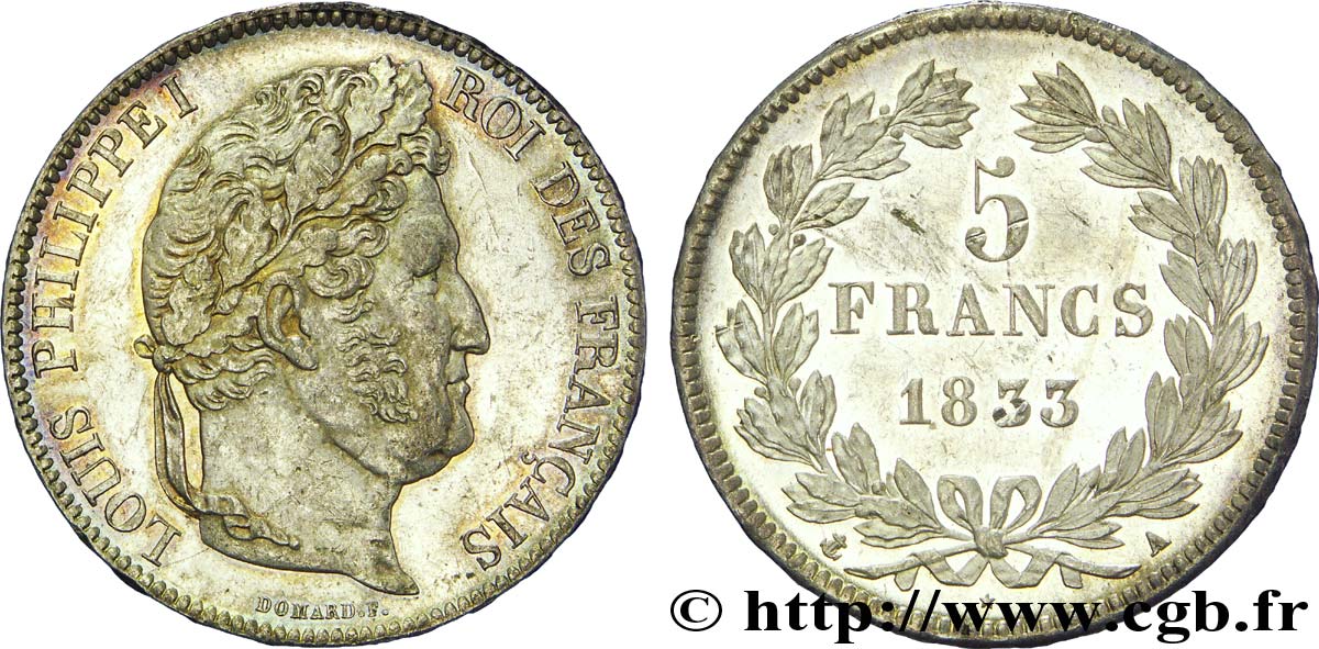5 francs, IIe type Domard 1833 Paris F.324/14 SUP 