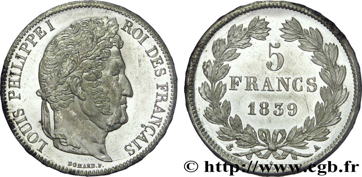 5 francs, IIe type Domard 1839 Paris F.324/75 EBC 