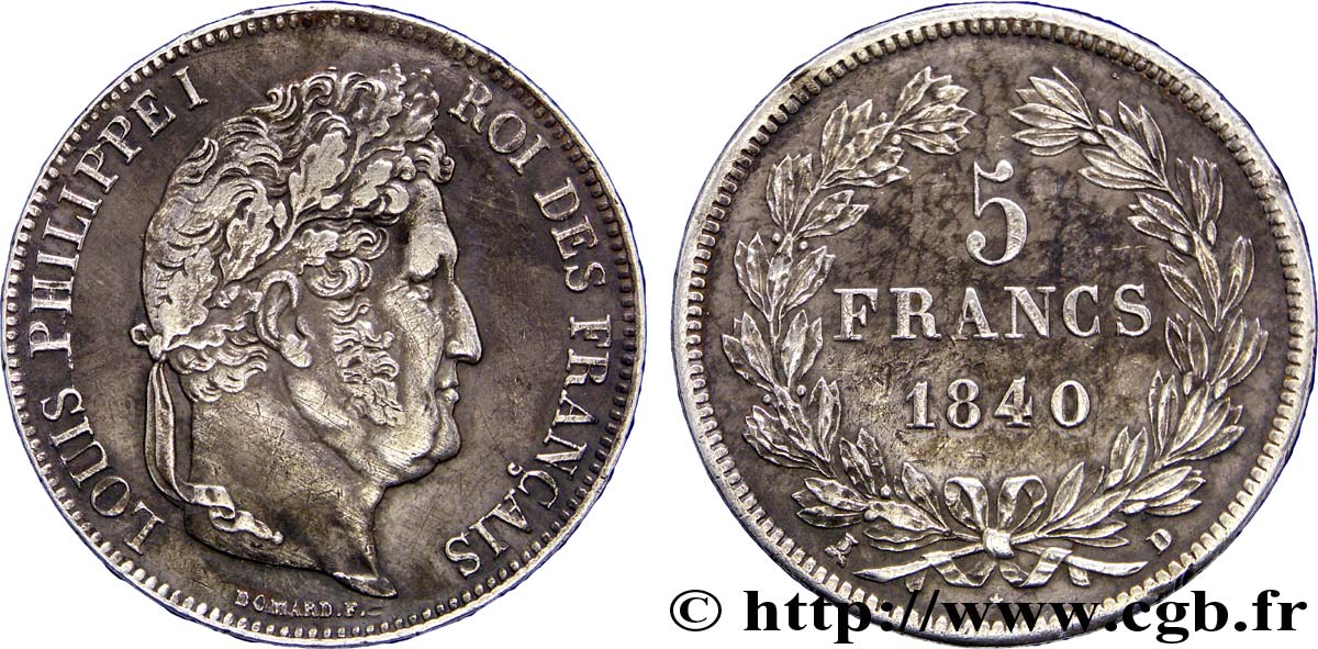5 francs, IIe type Domard 1840 Lyon F.324/86 TTB 