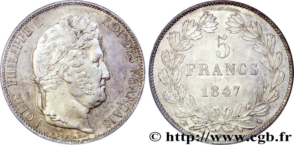 5 francs, IIIe type Domard 1847 Paris F.325/14 MS 