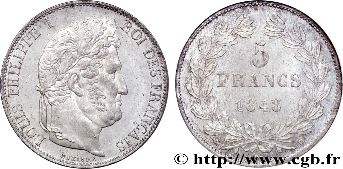 5 francs, IIIe type Domard 1848 Strasbourg F.325/18 SPL 
