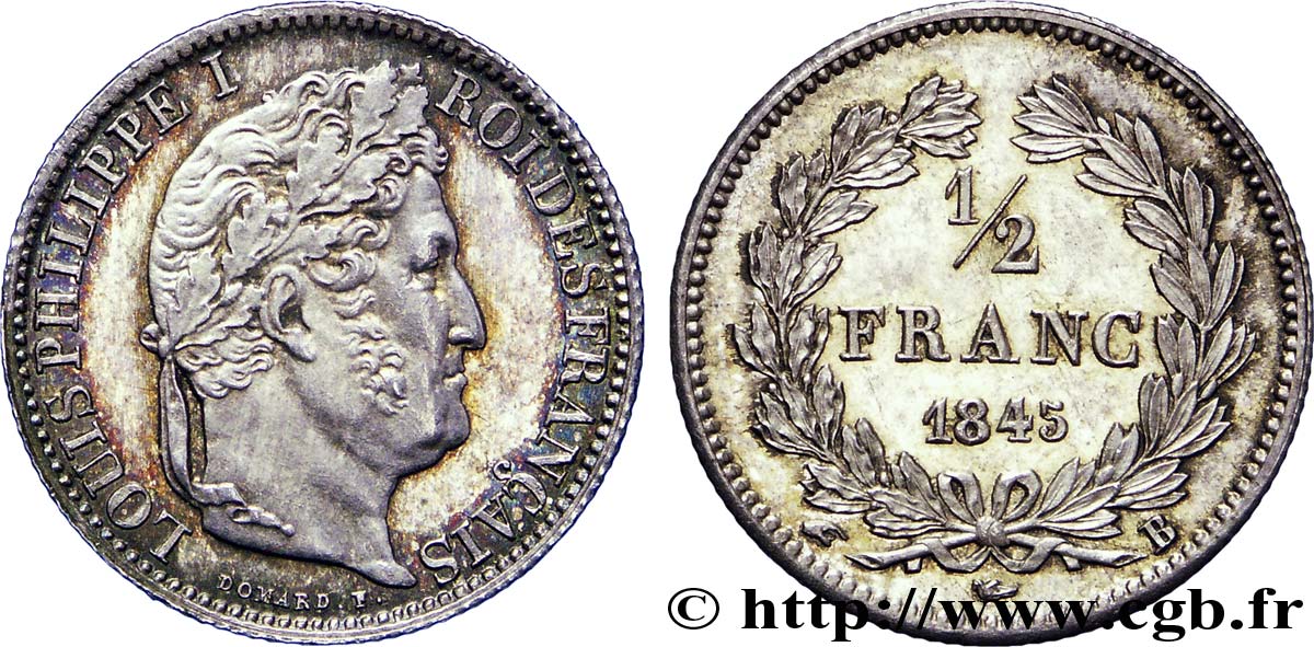 1/2 franc Louis-Philippe 1845 Rouen F.182/109 SUP 