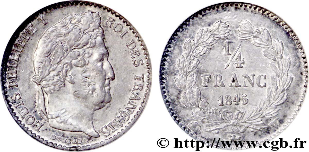 1/4 franc Louis-Philippe 1845 Lille F.166/104 EBC 