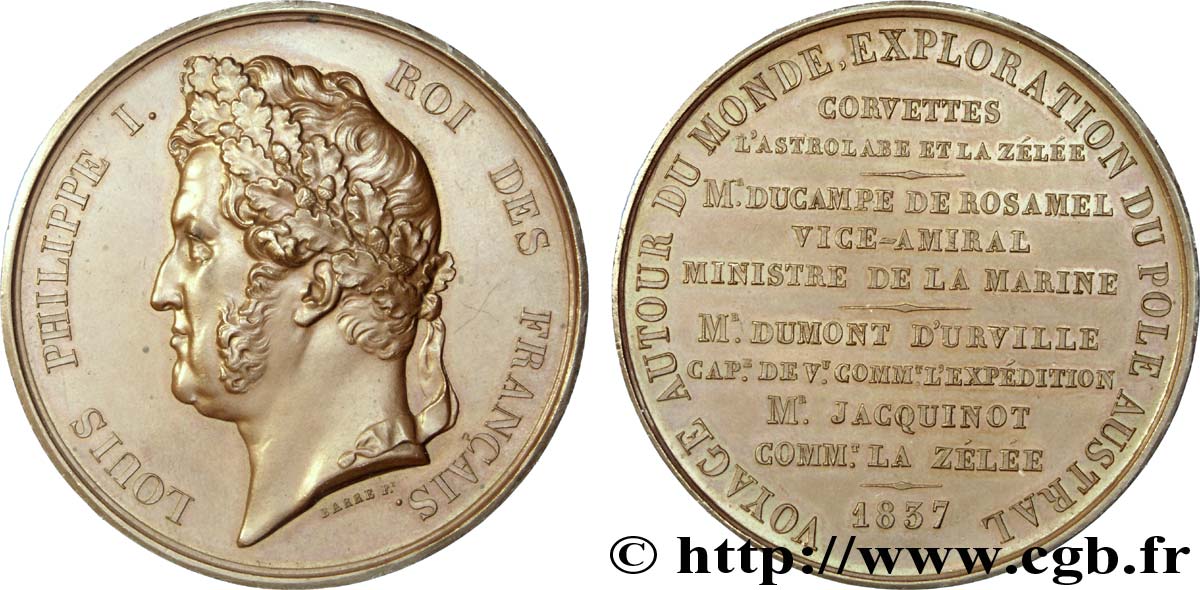 LOUIS-PHILIPPE I Médaille BR 51, Exploration du pôle austral AU
