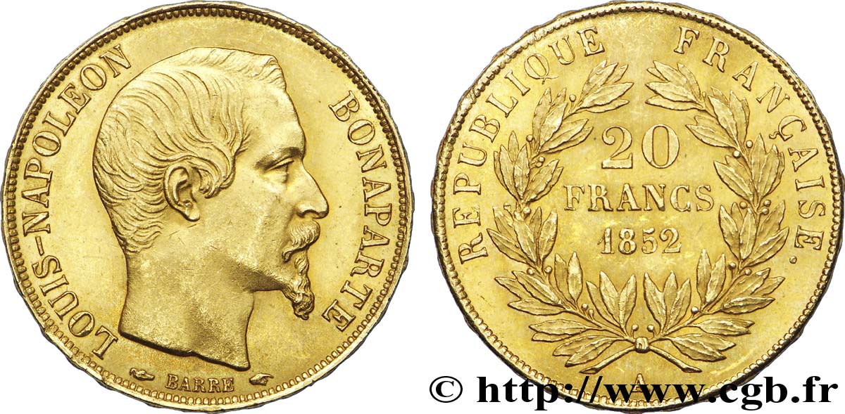 20 francs or Louis-Napoléon 1852 Paris F.530/1 SPL 