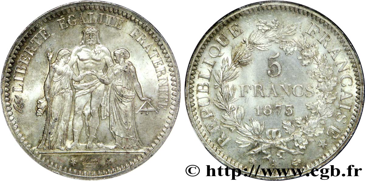 5 francs Hercule 1873 Paris F.334/9 MS 