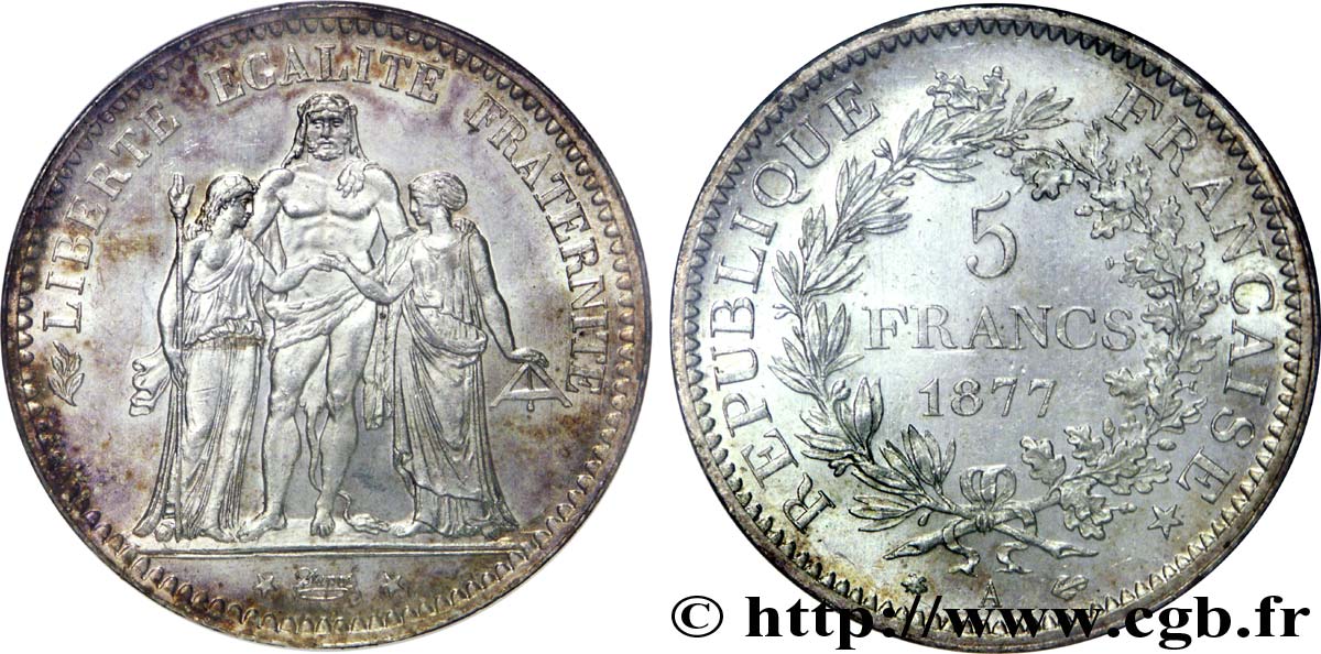5 francs Hercule 1877 Paris F.334/19 fST 