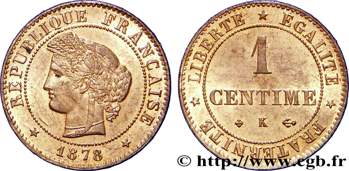 1 centime Cérès 1878 Bordeaux F.104/8 AU 