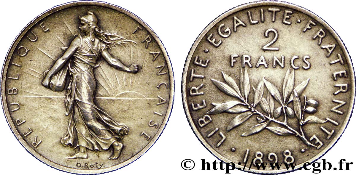 2 francs Semeuse, flan mat 1898  F.266/2 AU 