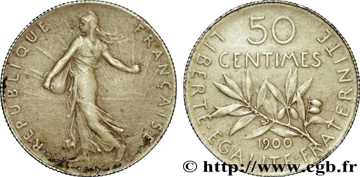 50 centimes Semeuse, flan mat 1900  F.190/7 SUP 