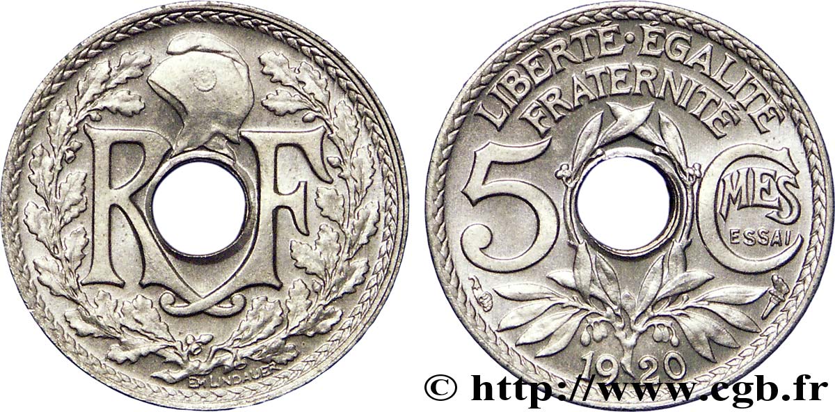 Essai de 5 centimes Lindauer, petit module 1920 Paris F.122/1 ST 