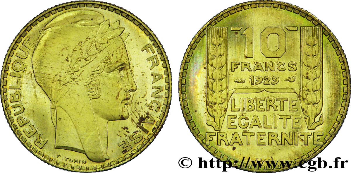 Essai de 10 francs par Turin en bronze-aluminium, concours de 1929 1929 Paris VG.5243  fST 