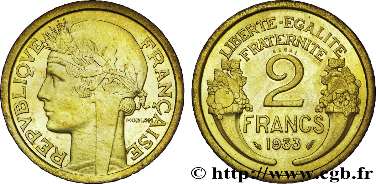 Essai de 2 francs Morlon sans raisin 1933 Paris F.268/4 fST 