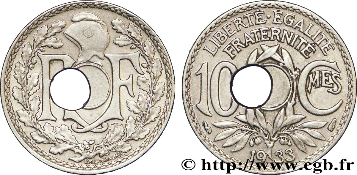 10 centimes Lindauer, trou décentré 1933 Paris F.138/20 SS 