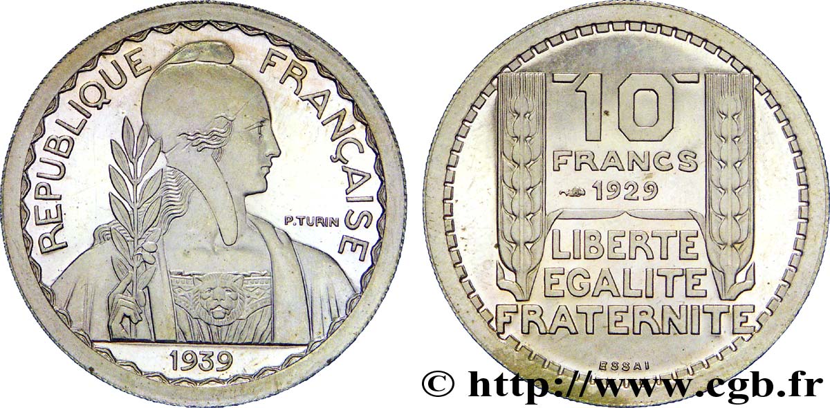 Préparation de la 10 francs Pétain, moyen module, listel large, 26 mm, 7,5 g - Essai n.d. Paris Maz.2606 e FDC 