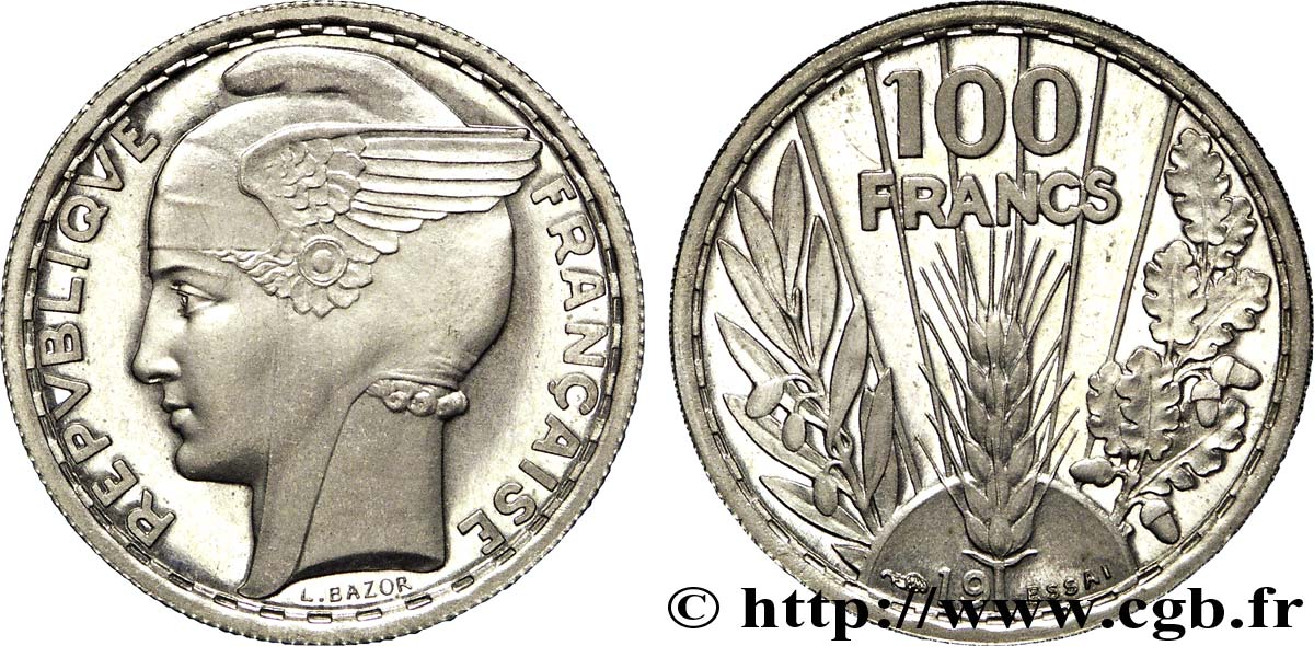 Préparation de la 5 francs Pétain, essai de Bazor en cupro-nickel, poids moyen, 4 g n.d. Paris VG.5238 var. MS 