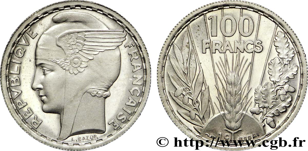Préparation de la 5 francs Pétain, essai de Bazor en cupro-nickel, poids léger, 3,5 g n.d. Paris VG.5238 var. ST 
