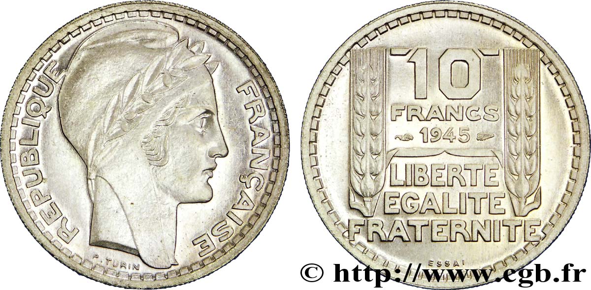 Essai de 10 francs Turin, grosse tête 1945 Paris F.361/1 ST 