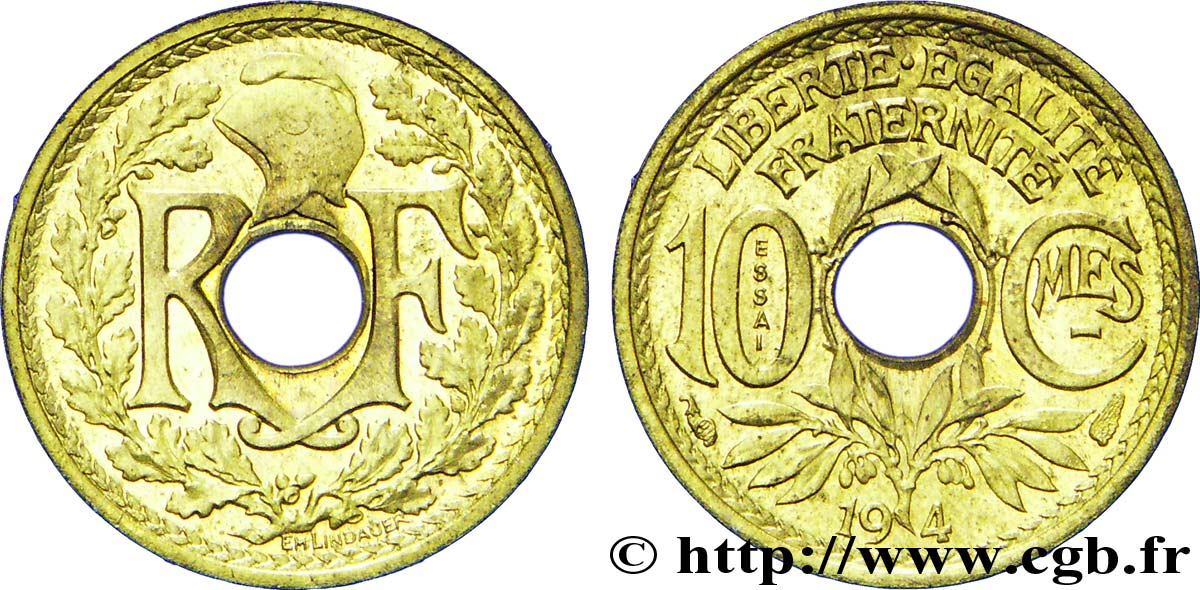 Essai de 10 centimes Lindauer, petit module  194 - Paris G.292  SC 