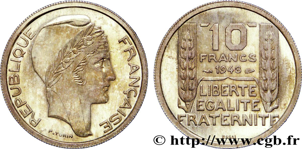 Essai de 10 francs Turin, argent 1948 Paris G.-  ST 