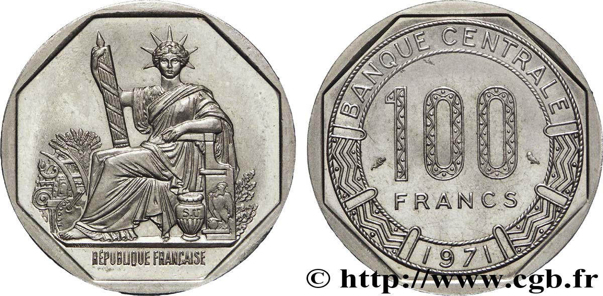 Essai de frappe pour la 2 francs Semeuse, octogone 1971 Paris G.-  EBC 