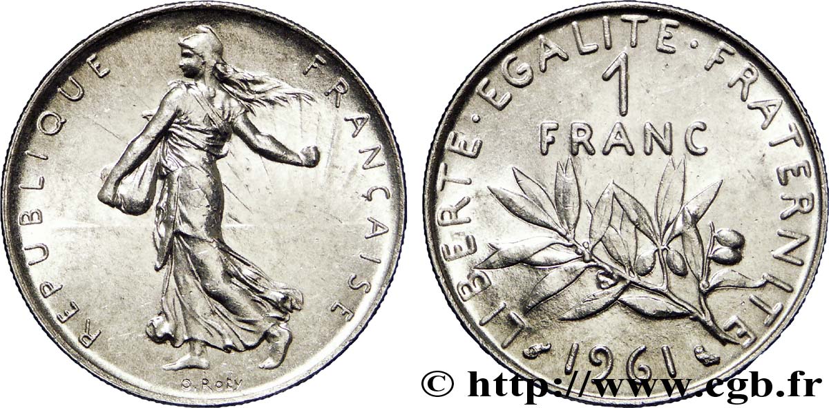 1 franc Semeuse, nickel 1961 Paris F.226/6 AU 