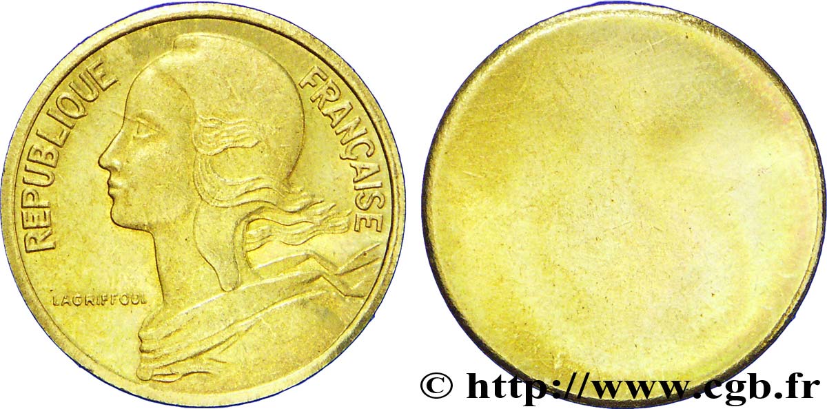 Essai uniface de 5 centimes Marianne, module large à 17,5 mm n.d. Paris F.125/- var. SPL 