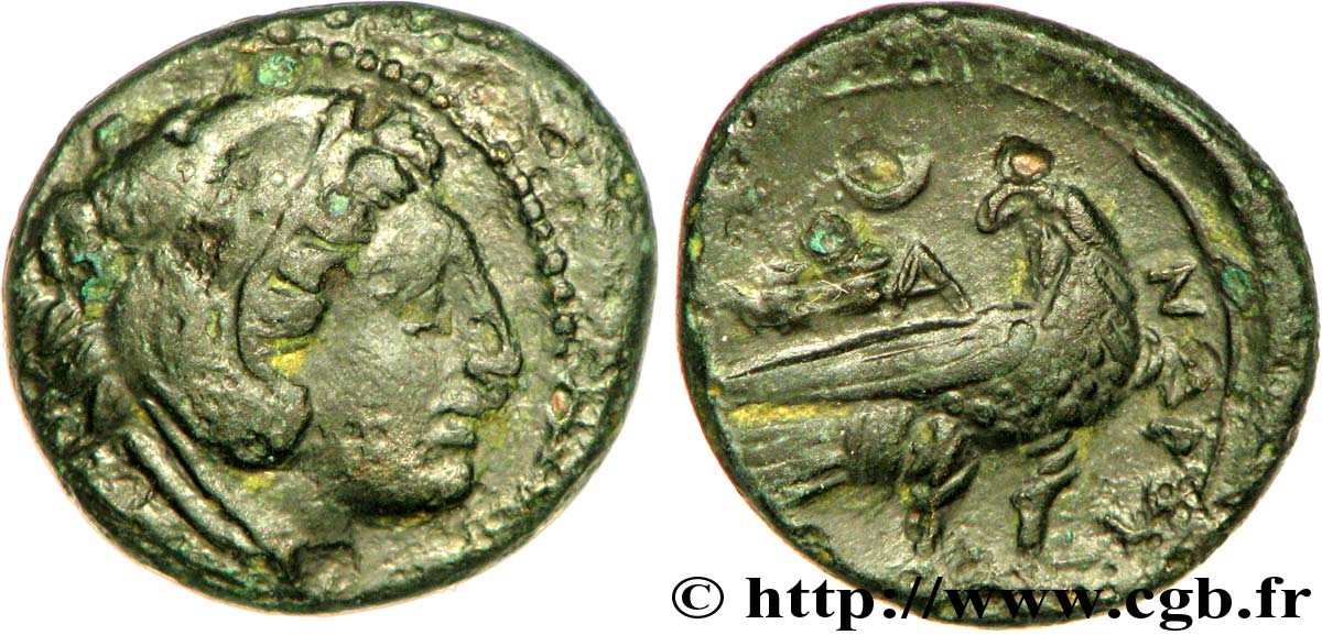 MACEDONIA - MACEDONIAN KINGDOM - ALEXANDER III THE GREAT Demi-unité de bronze, (PB, Æ 15) AU