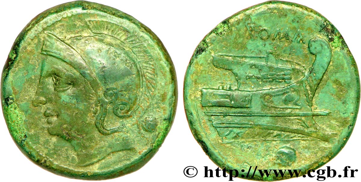 REPUBBLICA ROMANA - ANONIMO Uncia ou once frappée, bronze (MB, Æ 26) AU