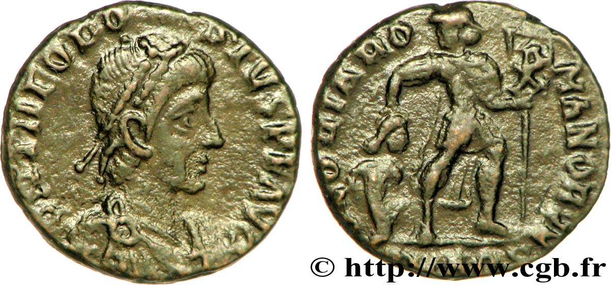 THEODOSIUS I Nummus, (PB, Æ 3) fVZ