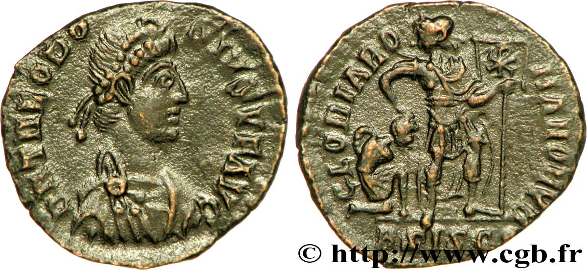 THEODOSIUS I Nummus, (PB, Æ 3) VZ