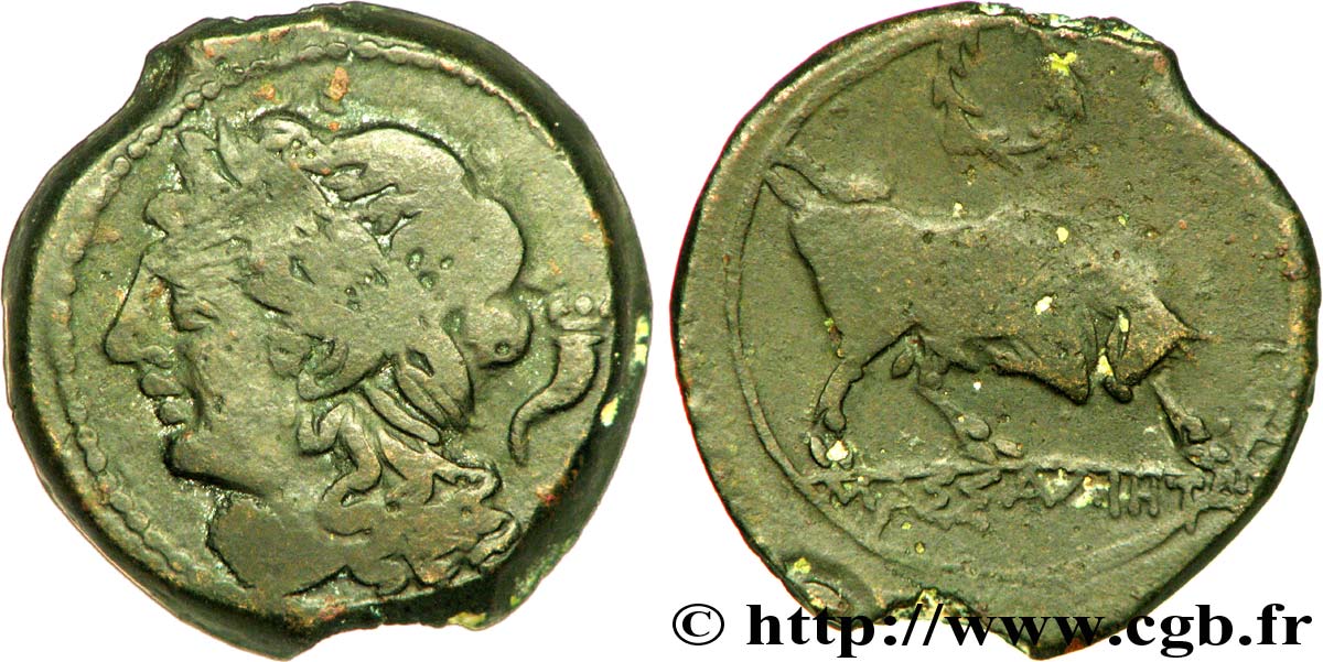 MASSALIA - MARSEILLES Bronze lourd au taureau (hémilitron), à la corne d’abondance et à la couronne AU