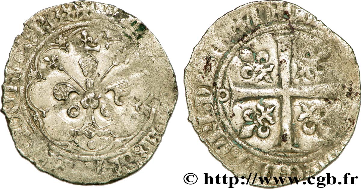GIOVANNI II  THE GOOD  Gros à la fleur de lis dit  patte d oie  1358  VF