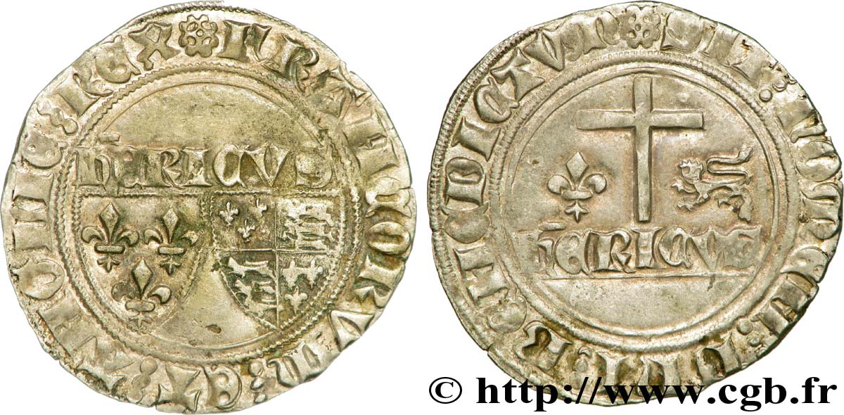 HENRY VI OF LANCASTER Blanc aux écus 23/11/1422 Auxerre q.SPL