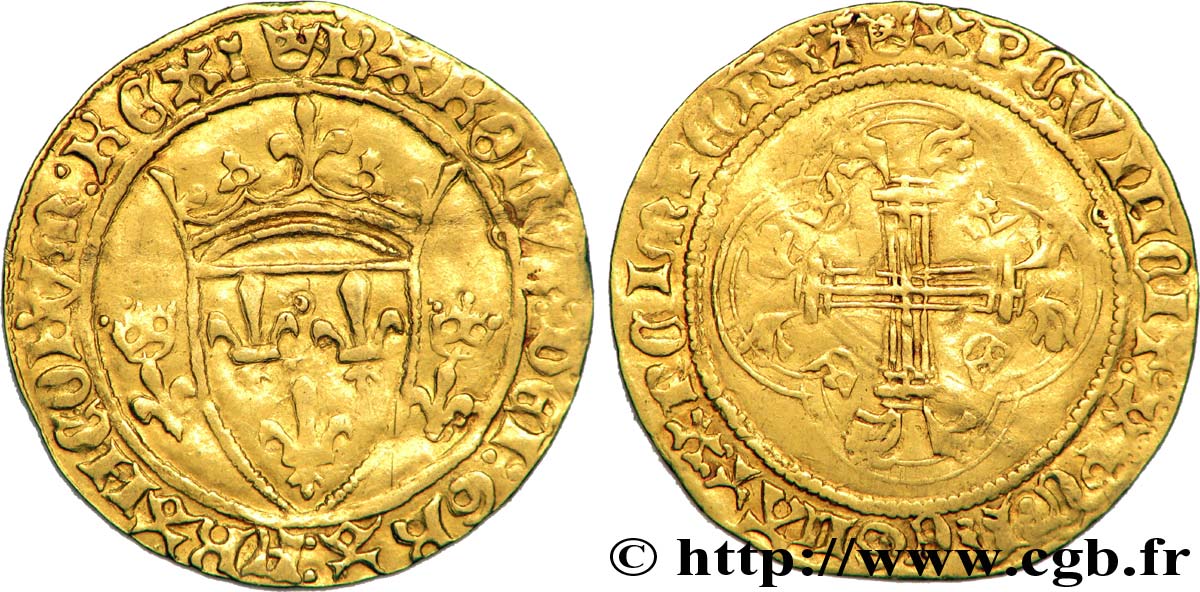 CHARLES VII LE VICTORIEUX Écu d&nbsp;or à la couronne ou écu neuf n.d. Tours TTB/TB+