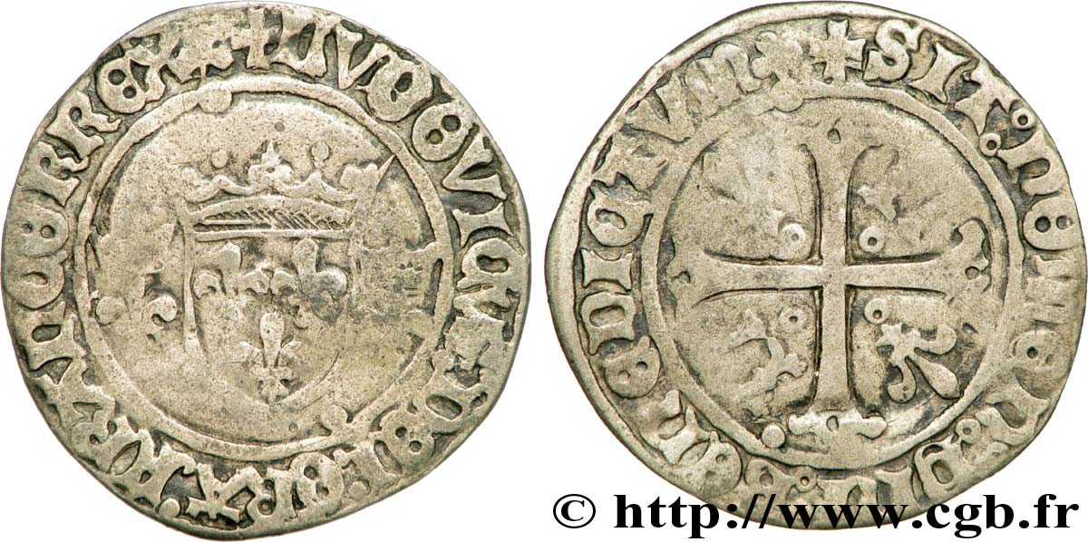 LOUIS XII LE PÈRE DU PEUPLE Demi-gros de roi 1512 Lyon TB