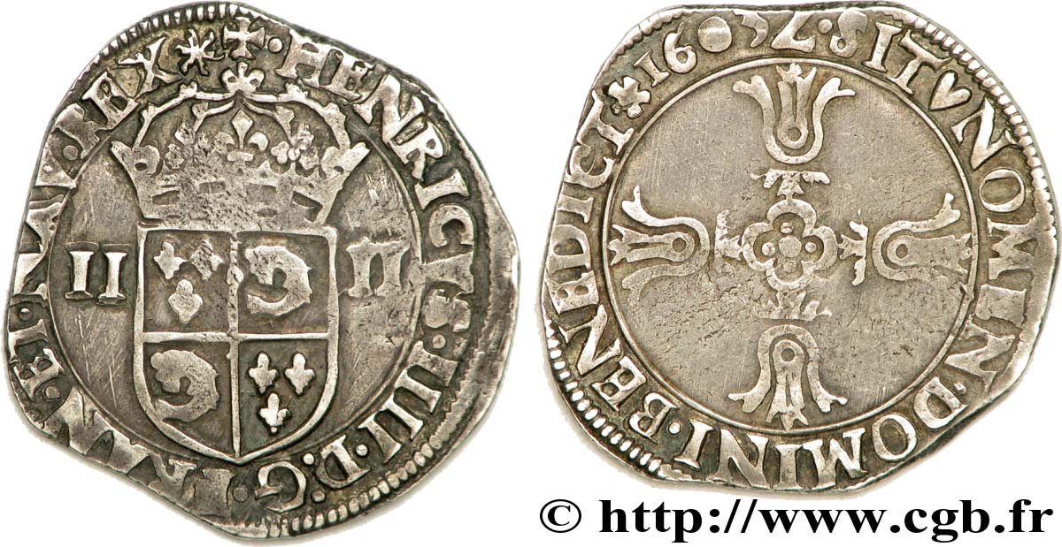 HENRY IV Quart d écu du Dauphiné 1603 Grenoble SS