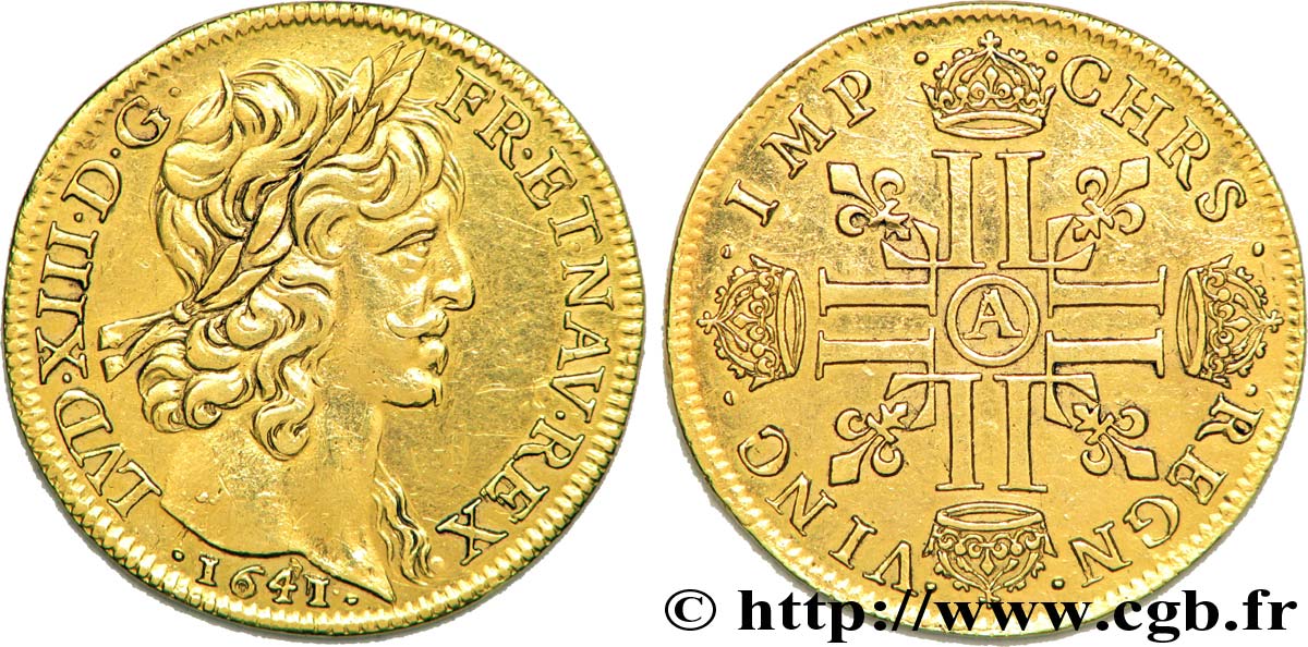 LOUIS XIII LE JUSTE Double louis d or aux huit L (effigie de Jean Warin) 1641 Paris, Monnaie du Louvre TTB