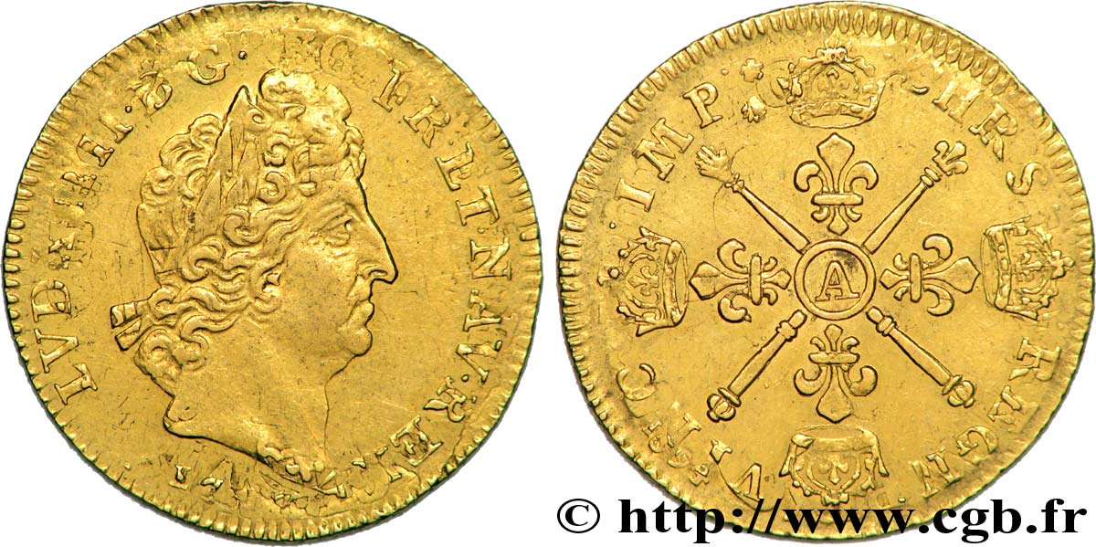 LOUIS XIV  THE SUN KING  Louis aux insignes 170[?] Paris XF