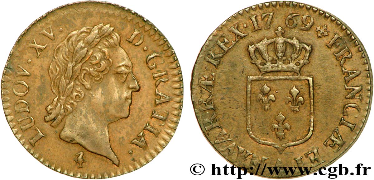 LOUIS XV DIT LE BIEN AIMÉ Demi-sol dit &nbsp;à la vieille tête&nbsp; 1769 Paris SUP/TTB+