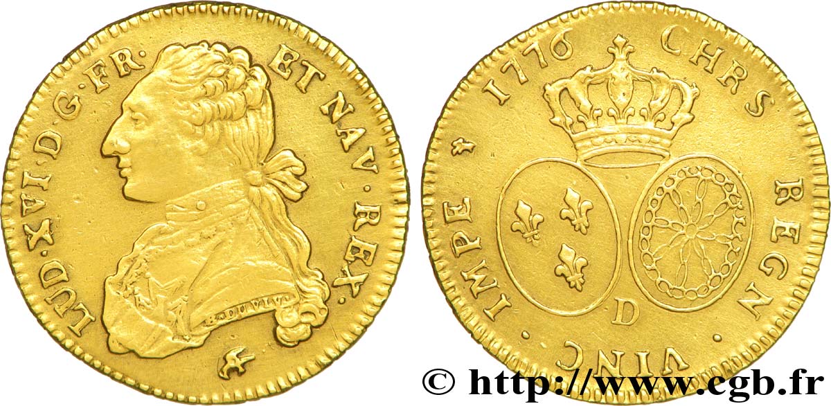 LOUIS XVI Double louis d’or aux écus ovales 1776 Lyon q.SPL