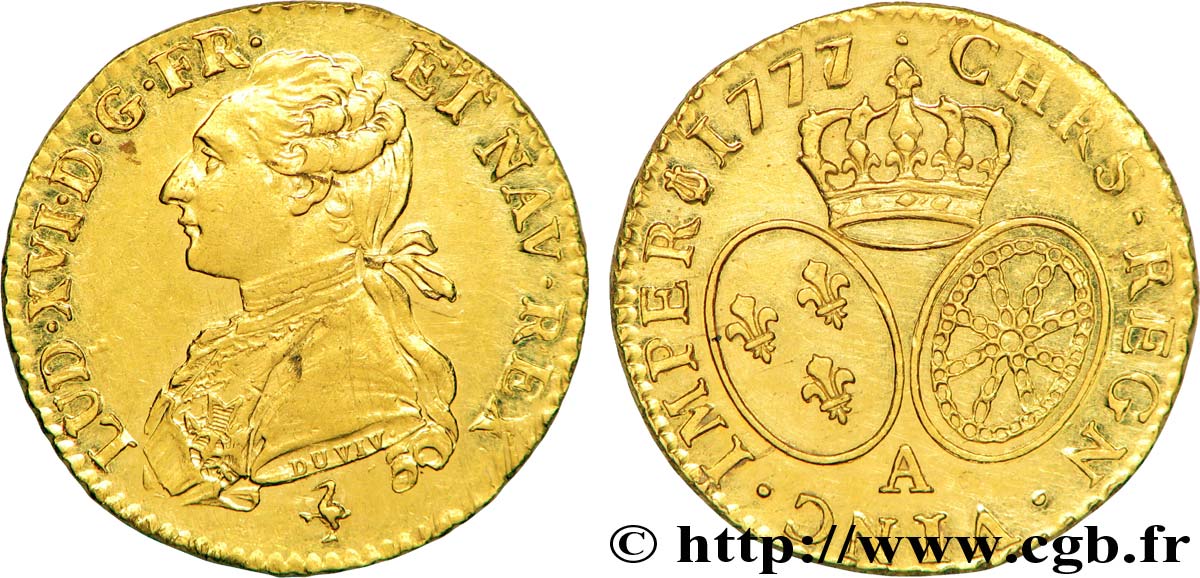 LOUIS XVI Louis d’or aux écus ovales 1777 Paris AU