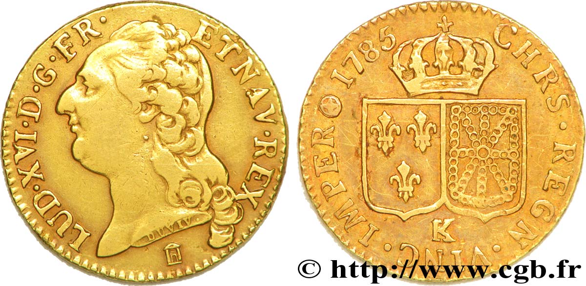 LOUIS XVI Louis d or dit “aux écus accolés” 1785 Bordeaux VF/XF