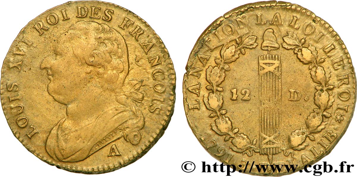 Louis Xvi 12 Deniers Dit Au Faisceau Type Francois 1791 Paris Monnaie Du Louvre V44 0404 Royal Coins