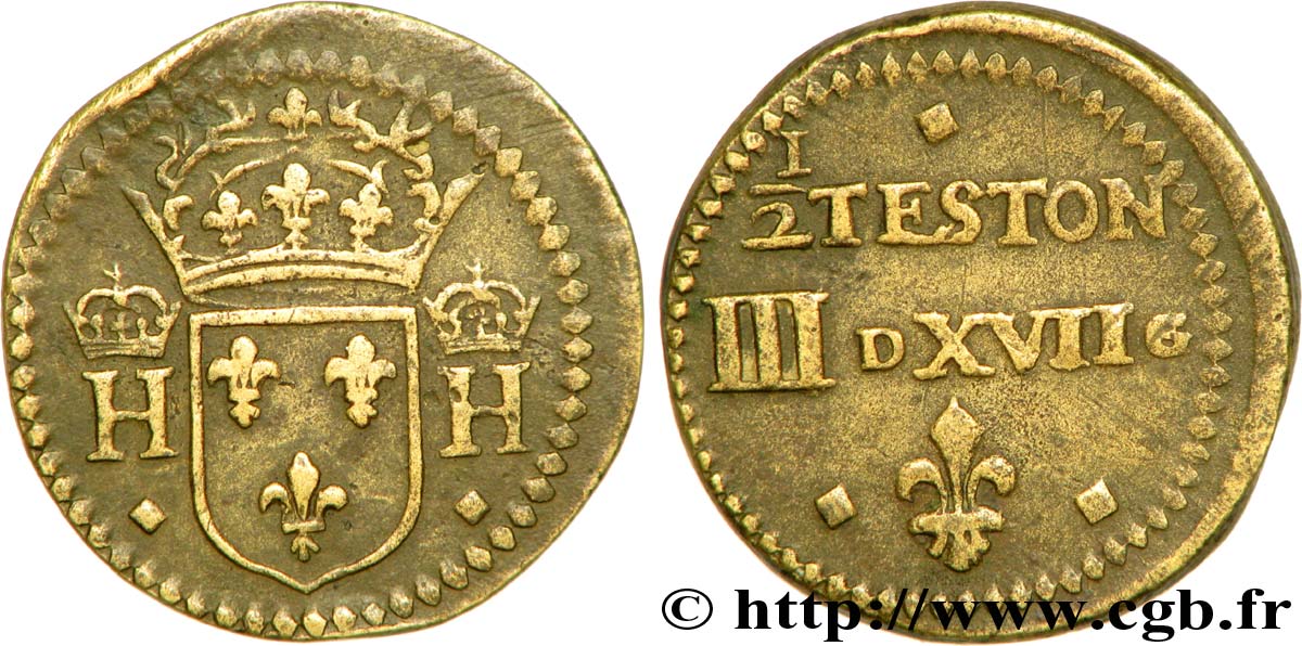 LOUIS XII TO HENRI III - COIN WEIGHT Poids monétaire pour le demi-teston n.d.  XF
