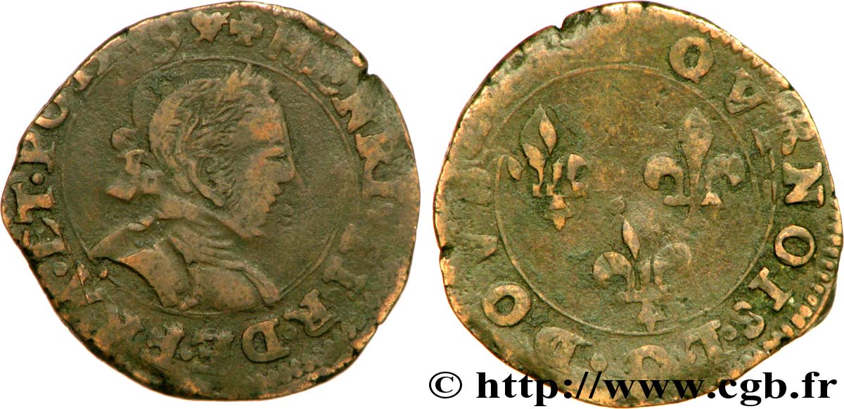 HENRY III Double tournois 1579 Riom fS